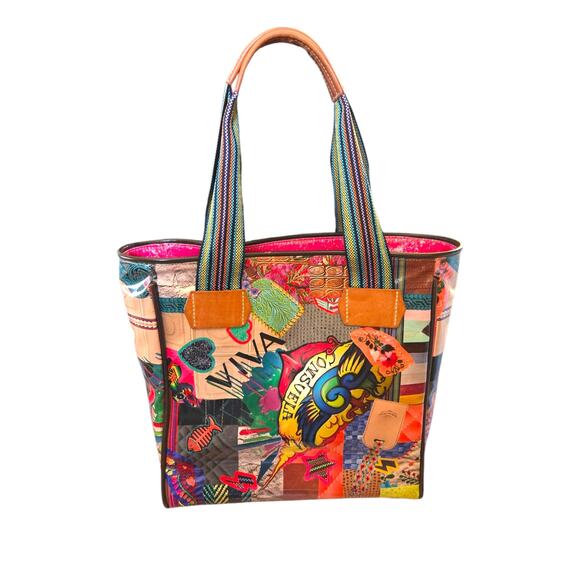 Consuela Handbags - Consuela Patches Legacy Classic Leather Cloth Coated Canvas Viva Tote Bag